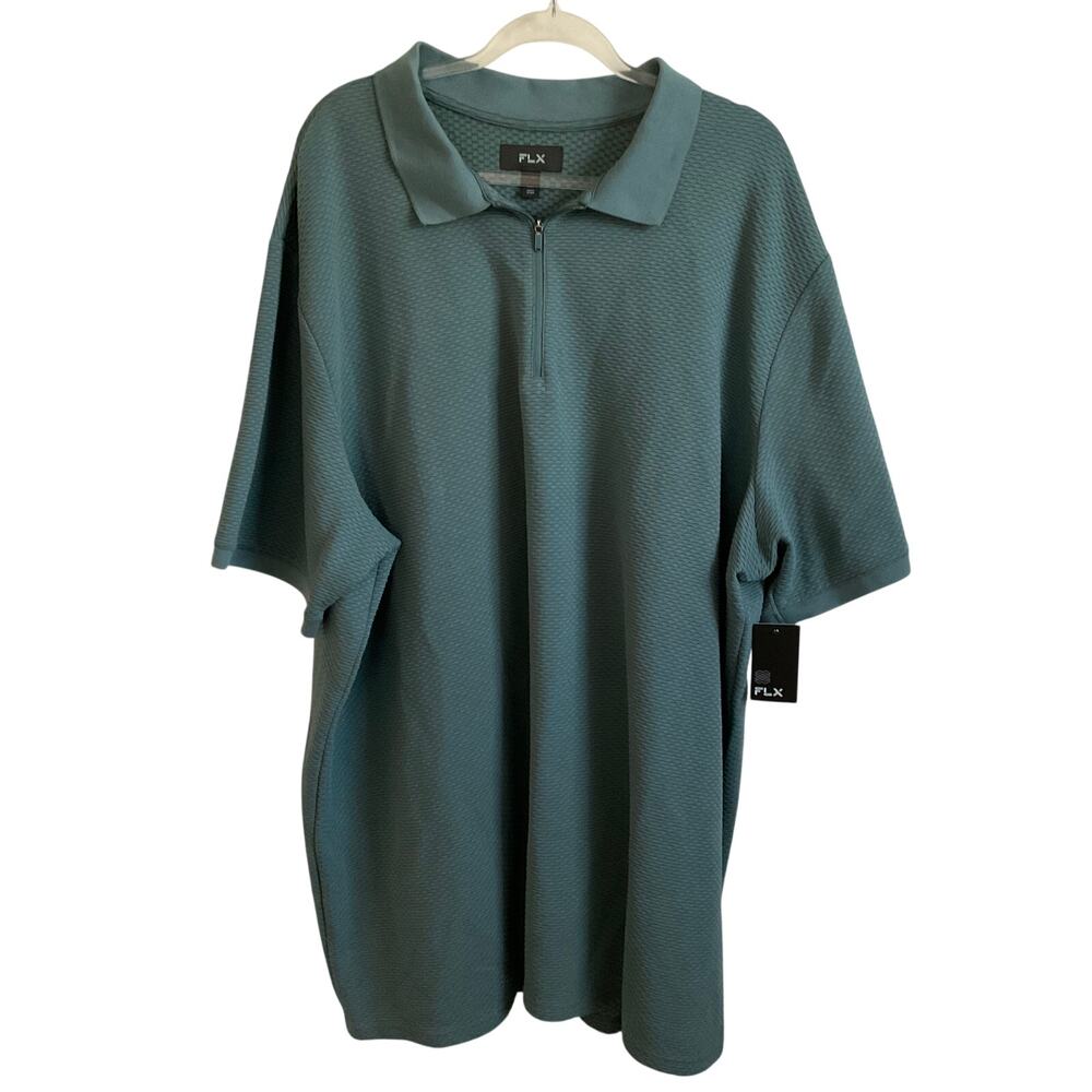 FLX Men’s Big and Tall Textured Green‎ Polo Athleisure Business Casual 4XB NEW